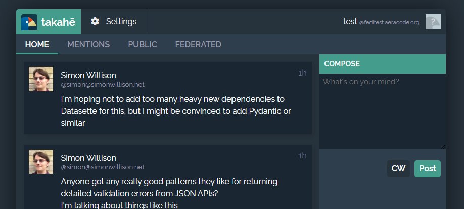 Takahe is really starting to look like A Thing now that I have done some UI work.

Not the most beautiful thing ever, but I want a functional yet friendly aesthetic.