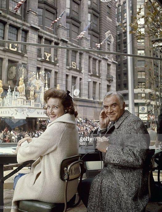 CheriJacobus's tweet photo. Betty White and Lorne Greene hosting the Macy’s Thanksgiving Day Parade. (Courtesy of my former UWS neighbors) https://t.co/TAcX367vL4