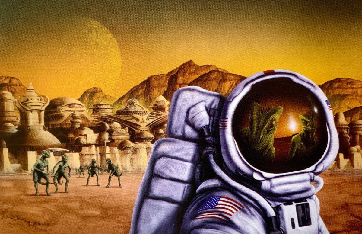 retroscifiart's tweet photo. Art by Jim Burns and Bob Eggleton 🦎 https://t.co/nc2y7TLfFW