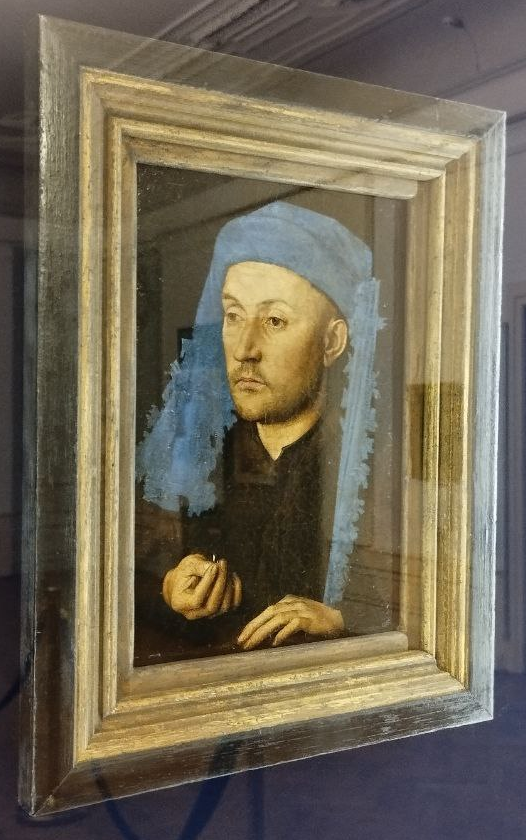 filmzadanas's tweet photo. We were lucky to see Man in a Blue Cap by Jan van Eyck in the Brukenthal National Museum in #Sibiu, #Romaina. A truly unnervingly stunning work, speaking so clearly yet wholeheartedly across the centuries. 
No photo will ever do it justice, especially that ethereal blue hue. https://t.co/Dp4oNBNhQi