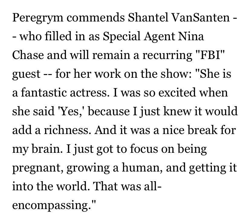 if you know me {shoutout huge one tree hill and rookie blue fan!} then you know how much of a dream it has been for me to have my girl @TheRealShantel on @FBICBS in the absence of my girl @mperegrym 🫶🏼 I’m hoping for more content of them on screen together and love to read this🖤