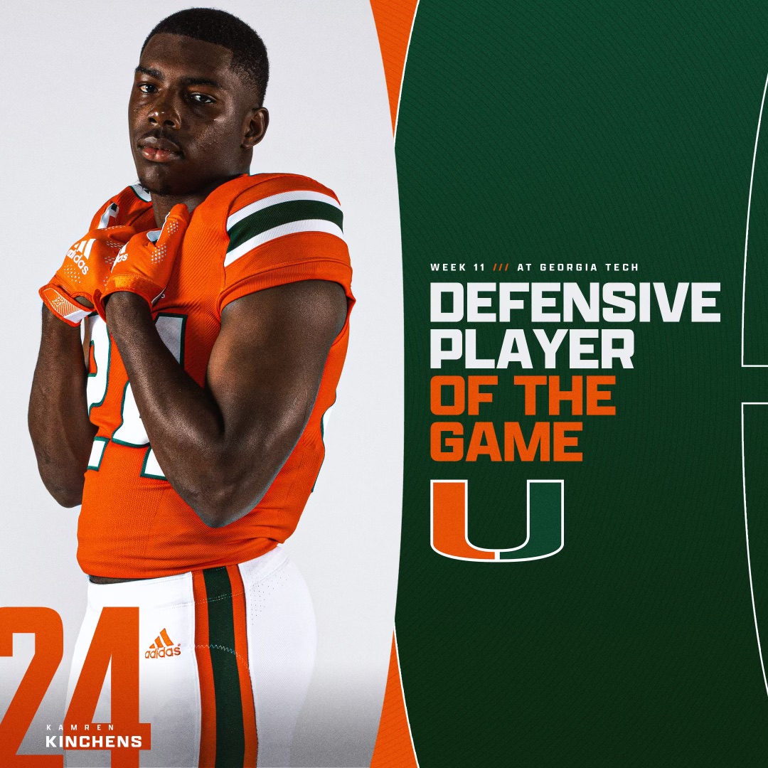 Week 1️⃣1️⃣
Defensive Player of the Game

<a href="/KKinchens5/">Kamren Kinchens⁵</a>
