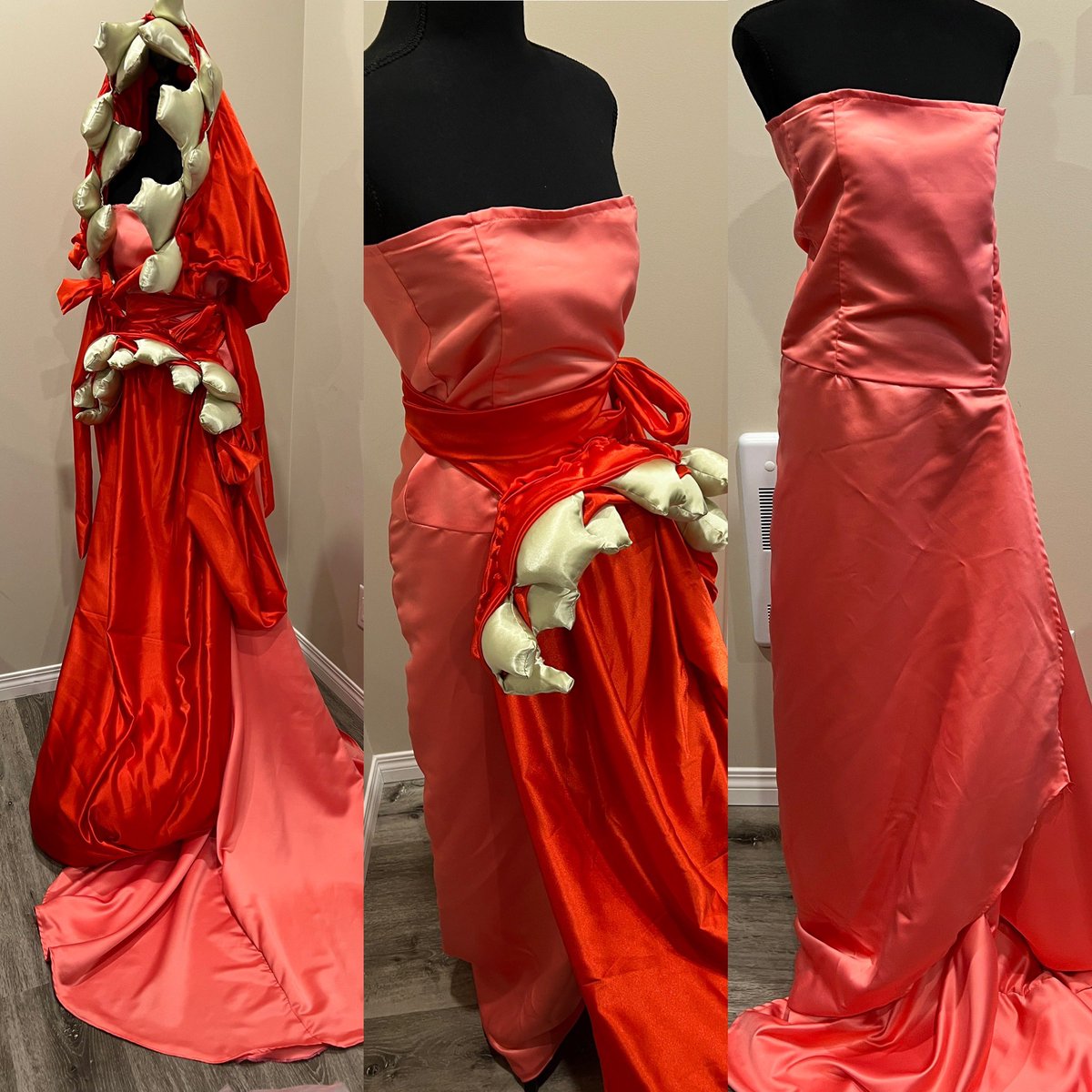 AriVillain's tweet photo. It hasn’t been ironed yet, but here is my documentation of my design! This dress form has a small waist, smaller then mine thus the dress sits differently on it.#costumedesigner #costumedesign #drapper #sew #fashion #Canada https://t.co/uTMpkm0bhZ