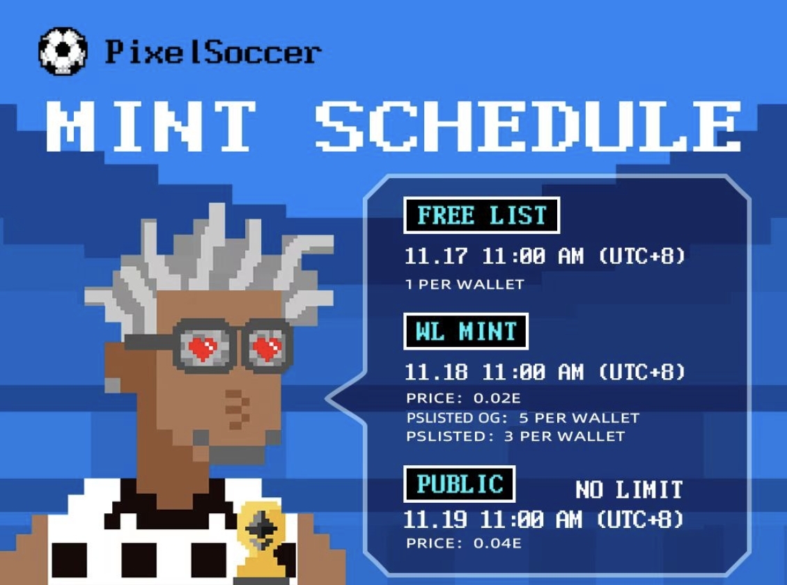 nfteye_io's tweet photo. NFTEye X Pixel Soccer
Dynamic Soccer NFT, Founded by EX-GD from Epic Games, Followed by Franklin has 61 apes
🎁 5 x WL
1. Follow  @PixelSoccer_NFT @nfteye_io &amp; @nfteye_cn
2. RT+❤️+Tag 3 frens
24Hrs
Join https://t.co/wYwMNFx9mi for more GA!
#Pixelsoccer #NFT #NFTGiveaway https://t.co/cHlJTw0xSJ