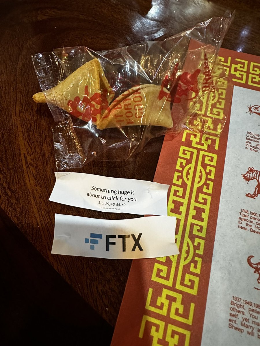 My local Chinese restaurant have these #FTX fortune cookie. I’m gonna really miss this place 😅🤣