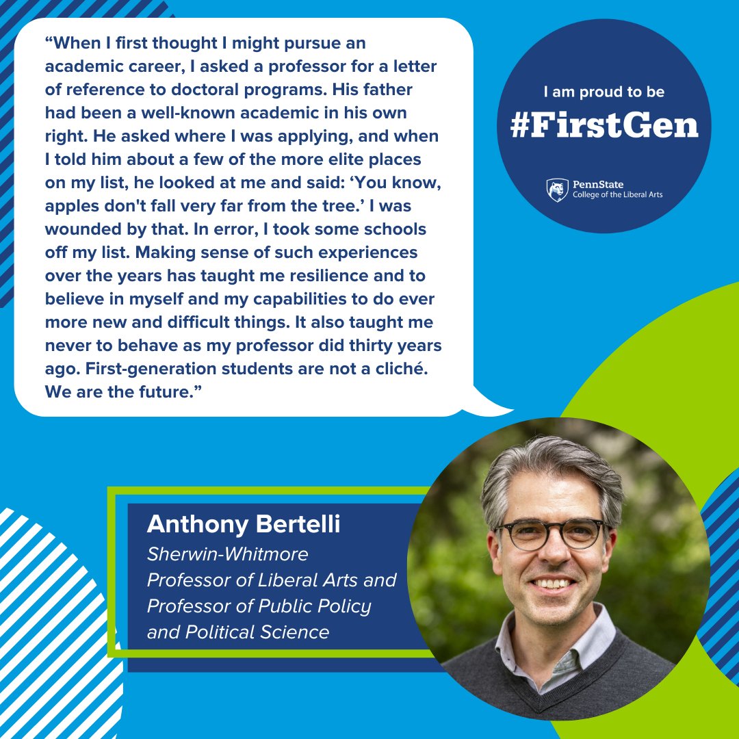 Penn State College of the Liberal Arts (@psuliberalarts) on Twitter photo 🗨“First-generation students are not a cliché. We are the future.” –Anthony Bertelli, Sherwin-Whitmore Professor of Liberal Arts and professor of <a href="/PSUPublicPolicy/">Penn State School of Public Policy</a> and <a href="/psupolisci/">Penn State Political Science</a> 🗨“First-generation students are not a cliché. We are the future.” –Anthony Bertelli, Sherwin-Whitmore Professor of Liberal Arts and professor of <a href="/PSUPublicPolicy/">Penn State School of Public Policy</a> and <a href="/psupolisci/">Penn State Political Science</a>