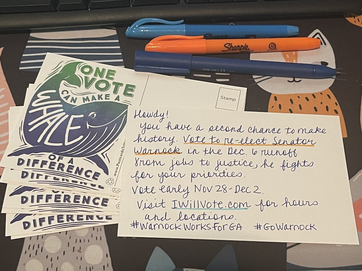 Perfect Sunday night. ✍🏼💌#WarnockWorksForGA #GoWarnock #PostcardsToVoters