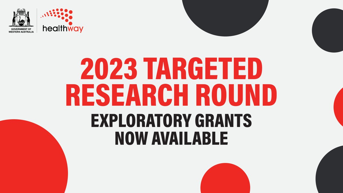 The 2023 Targeted Research Round is now open! Researchers are invited to submit an Expression of Interest for an exploratory grant. Please read the guidelines on our website for key dates and more: bit.ly/Exploratorygra…
 #creatingahealthierWA #research #healthpromotion