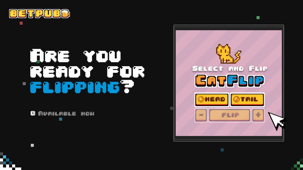 #CatFlip is available now.🐱 Flip a coin and get #BNB double!!🚀🚀🚀

🔗 Play: app.betpub.xyz
💰 Giveaway: app.quest3.xyz/betpub