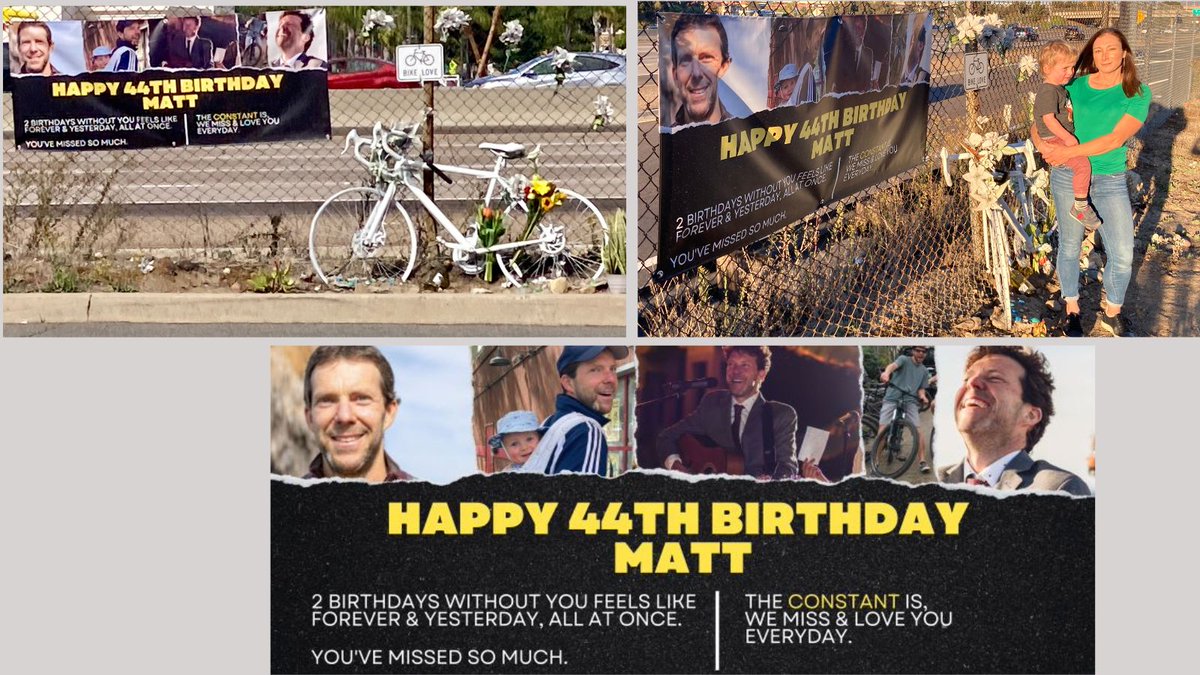 My husband would've turned 44 on Friday. 
Matt, we miss you &amp; love you everyday. It crushes me what you’ve missed &amp; will miss. Our son will always grieve the amazing dad you would’ve been. 
I thought you'd outlive us all. With the proper street design, you likely would have.