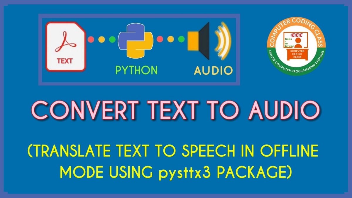 coding_computer's tweet image. youtu.be/MHVnAZhHiio
How to Convert Text to Audio in Python || How to Convert Text to Speech in Python..

#python #pythonprogramming #pythonic #Python3 #pythoncode #coding #codinglife #programming #india #audio #programmer