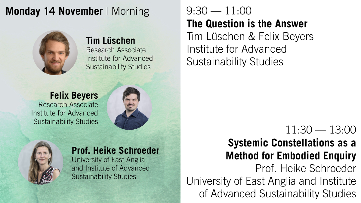Welcome to the 2nd week of the #CCRDS at #COP27!

09:30 - 11.00
The Quest is the Answer

11.30 - 13.00 
Systemic Constellation

Full program: iass-potsdam.de/de/CCRDS

#ReflectCOP #UNFCCC