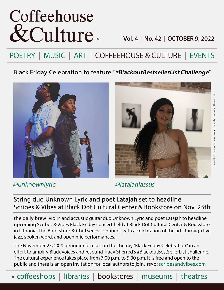brewingthearts's tweet photo. #BlackCoffee, anyone? How about #teafortwo? Join us on #BlackFriday for a little #literaryfun. Visit https://t.co/AM0dWWlj03 to secure a ticket or two. -Stevie #coffeehouseandculture 
・・・
#scribesandvibes #blackfridaycelebration #blackbookstoretour https://t.co/9EUeKOtq5Z