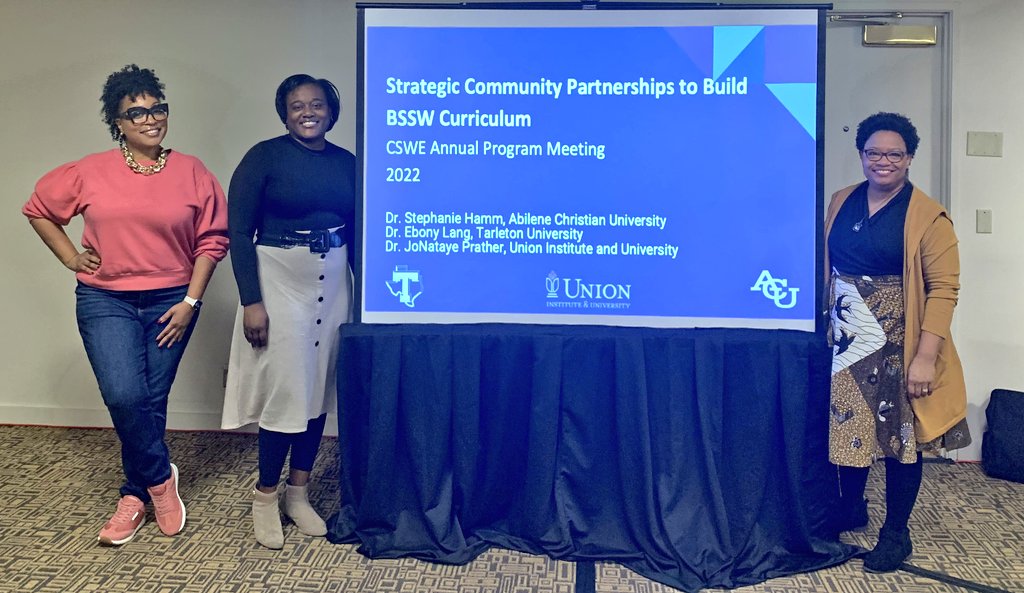 realsocialwork's tweet photo. Great time fellowshipping and presenting with my #SisterDocs this past week. @DrJoNataye @drHammsj @myunionedu @ACUedu @TarletonSOCW @CSocialWorkEd #APM2022 https://t.co/Y4oHJrDGt0