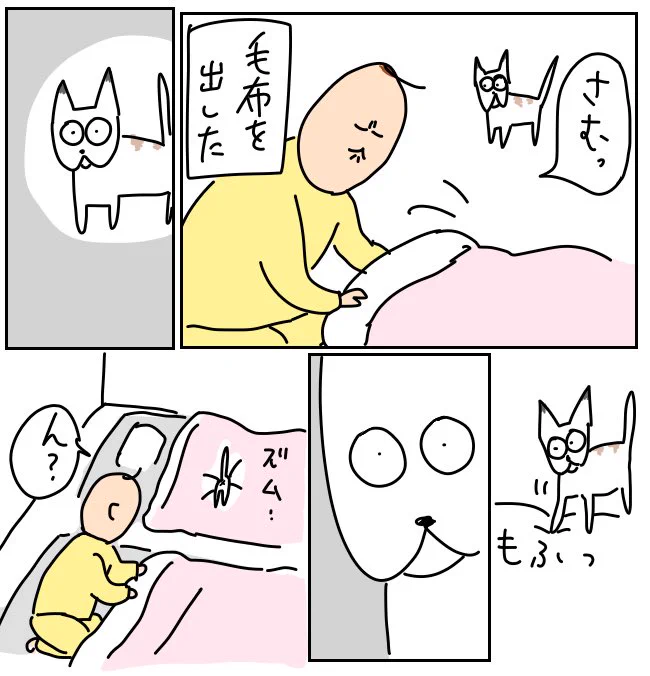 捨て猫ジョルノ、初めての毛布 