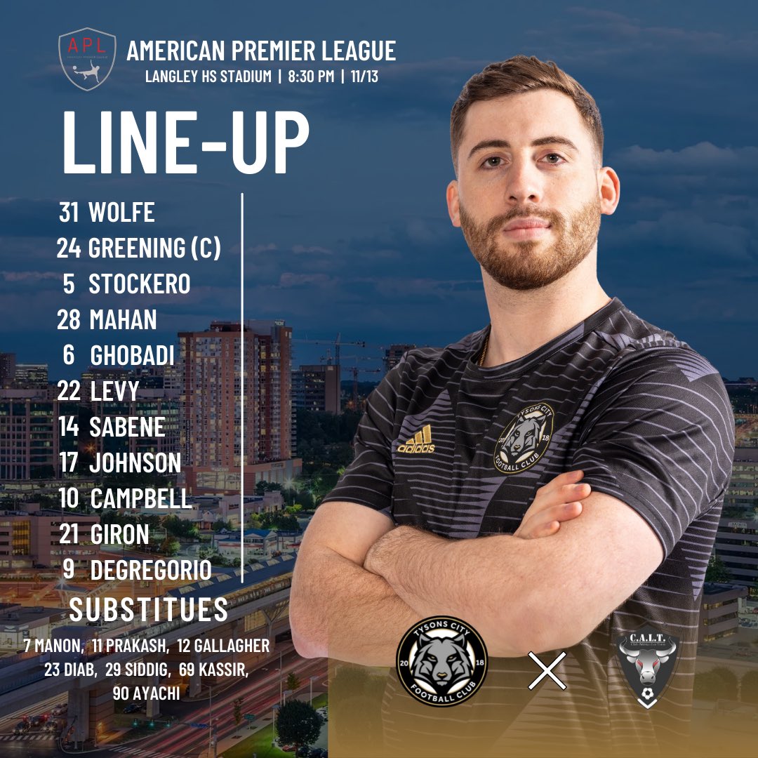 Tony leads the line tonight. Come on Tysons! 🙌 #morethanateam #TCFC