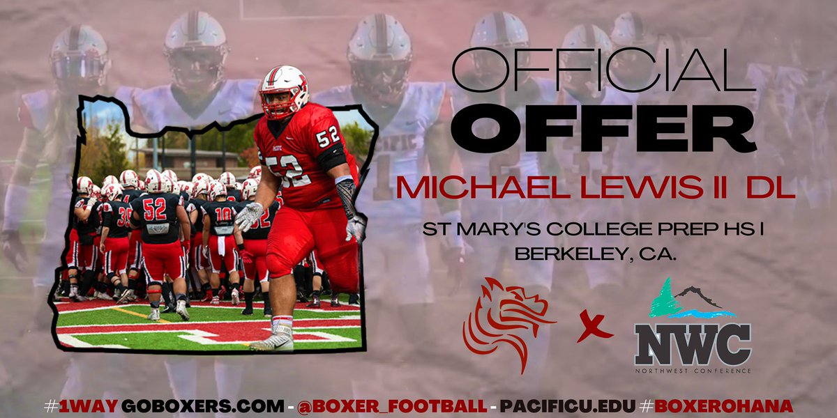 After a great talk with <a href="/CoachJCraft/">Coach Jim Craft</a> I’m excited to announce my offer to Pacific University!! <a href="/CoachFalc/">Ian Falconer</a> <a href="/DOCLEW028/">Michael Lewis</a> <a href="/westcoastpreps_/">West Coast Preps</a> <a href="/GunnerSportz/">GunnerSportz</a> #GoBoxers