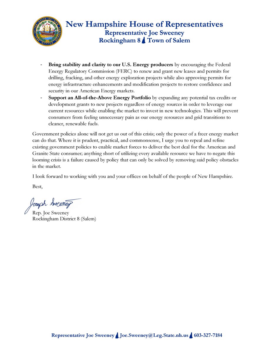 JoeSweeneyNH's tweet photo. Granite Staters are facing an unprecedented heating crisis this winter caused by our Federal Government’s flawed energy policies.

I’ve raised my concerns with @SenatorShaheen, @SenatorHassan, &amp; @RepAnnieKuster on behalf of my constituents and urge them to take immediate action. https://t.co/EhBNe2eNCq