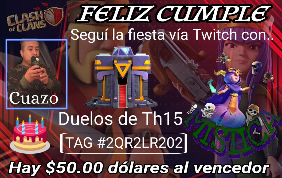 🥳🥳🥳🥳
Estamos de fiesta 🎉🎉🎉🎉
Celebramos el cumpleaños de #CUAZO amigo y compañero del grupo de Guerra de Género Mixto..

🗓 13/11/22
🕰 09:00 PM 🇲🇽 
      04:00 AM 🇪🇸
 
❤️‍🔥Los espero en mi canal de twitch:
twitch.tv/mistica_jela