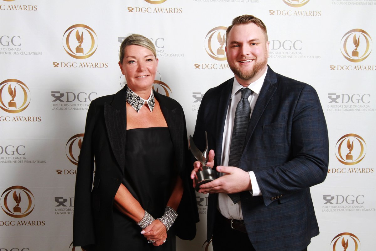 brockskretting's tweet photo. A great honour to accept the @DGCTalent Impact Award and dedicate the award to two amazing people Rob Hilton - 25 yr locations manager superstar and business agent & my brother Matthew Skretting with Duchenne's Muscular Dystrophy who lives life to the fullest 🎥 #GoAlbertaGo https://t.co/bXlcWCqMio