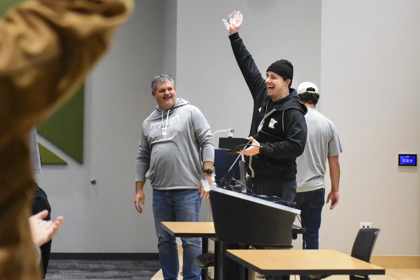 BemidjiSports's tweet photo. FOOTBALL: Bemidji State’s Nick Gerlach wins NSIC Elite 18 Award with 4.0 GPA https://t.co/akAEHqkgn0 https://t.co/hVZjQXphoq