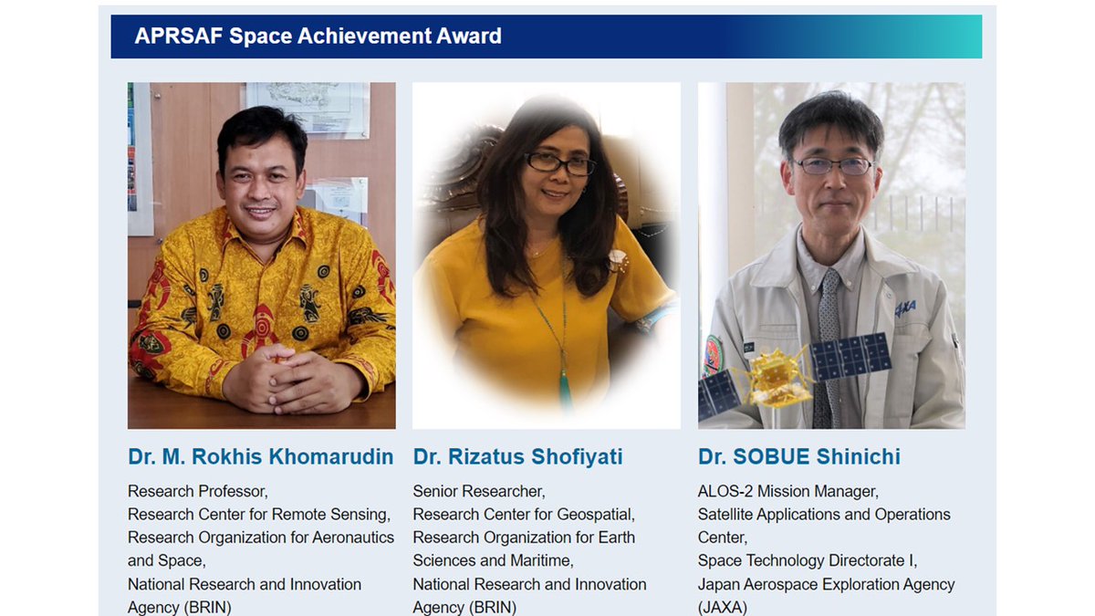 APRSAF_Official's tweet photo. 2022年度APRSAF受賞者決定！
Khomarudinさん、Shofiyatiさん、SOBUEさん、2022 APRSAF Space Achievement賞の受賞、おめでとうございます！
https://t.co/6hmx6iFvfi

#Award #APRSAF28 https://t.co/ZmvusnWkYF