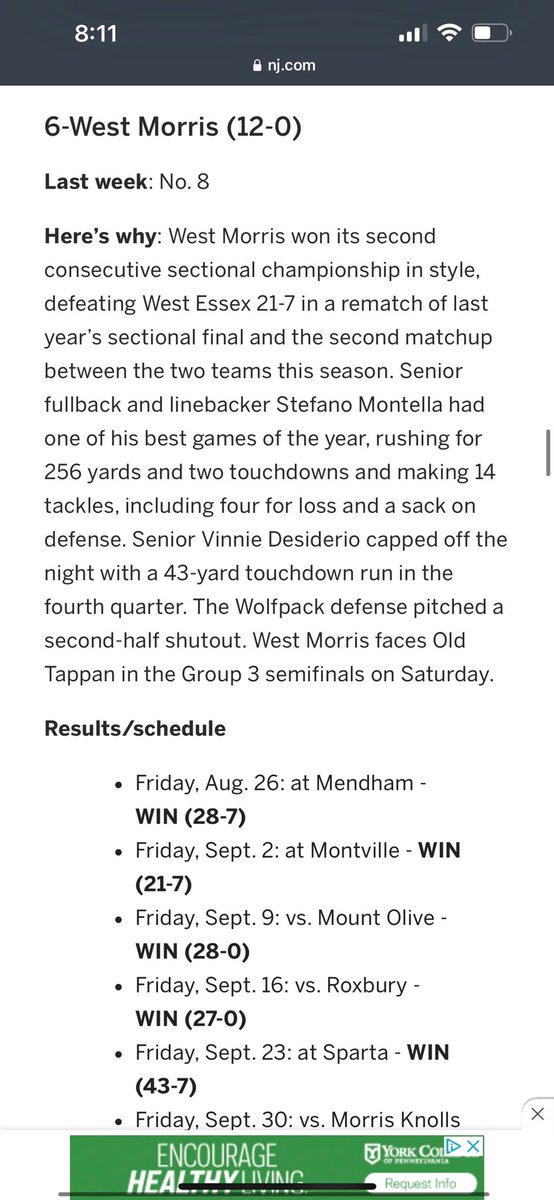 coachberny7's tweet photo. West Morris Central Wolfpack @ 6th in the State! GROUP 3 has 4 teams in Top 10! Delsea @ 5th, PACK @ 6th, Camden @ 9, Old Tappan @ 10, also 4 of the top 5 Publics. @MikeKinneyHS @pjr_pat @MorrSussSports @dailyrecordspts @njgridiron_ https://t.co/H2syuEvHX1