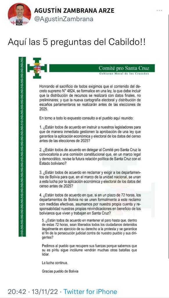 CazonPablo's tweet photo. A ver si entendi....nos estan diciendo implicitamente que aceptan el censo en 2024?....y que "centraran"sus esfuerzos en que los resultados se entreguen ese mismo año?....asi igualingo como el gobierno propuso 1 dia antes del paro?....22 dias tirados a la basura? https://t.co/TtJCnV4KMm