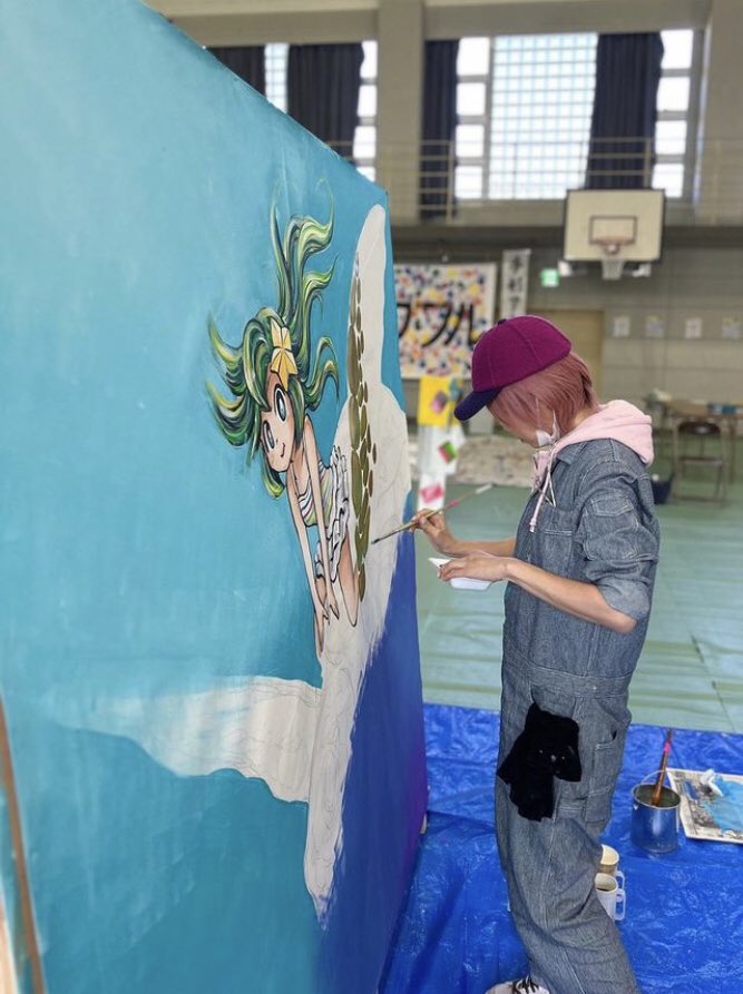 artstudioyuki's tweet photo. 動物画家 兼ライブペインターYUKI、
コロコロコミックにも連載の漫画家古本ゆうや氏による描き下ろしイラストとのコラボライブペイント❣️
古本先生監修の元、私の作風とキャラクターを違和感なく融合させる事ができました‼️ https://t.co/pSeLIyORav