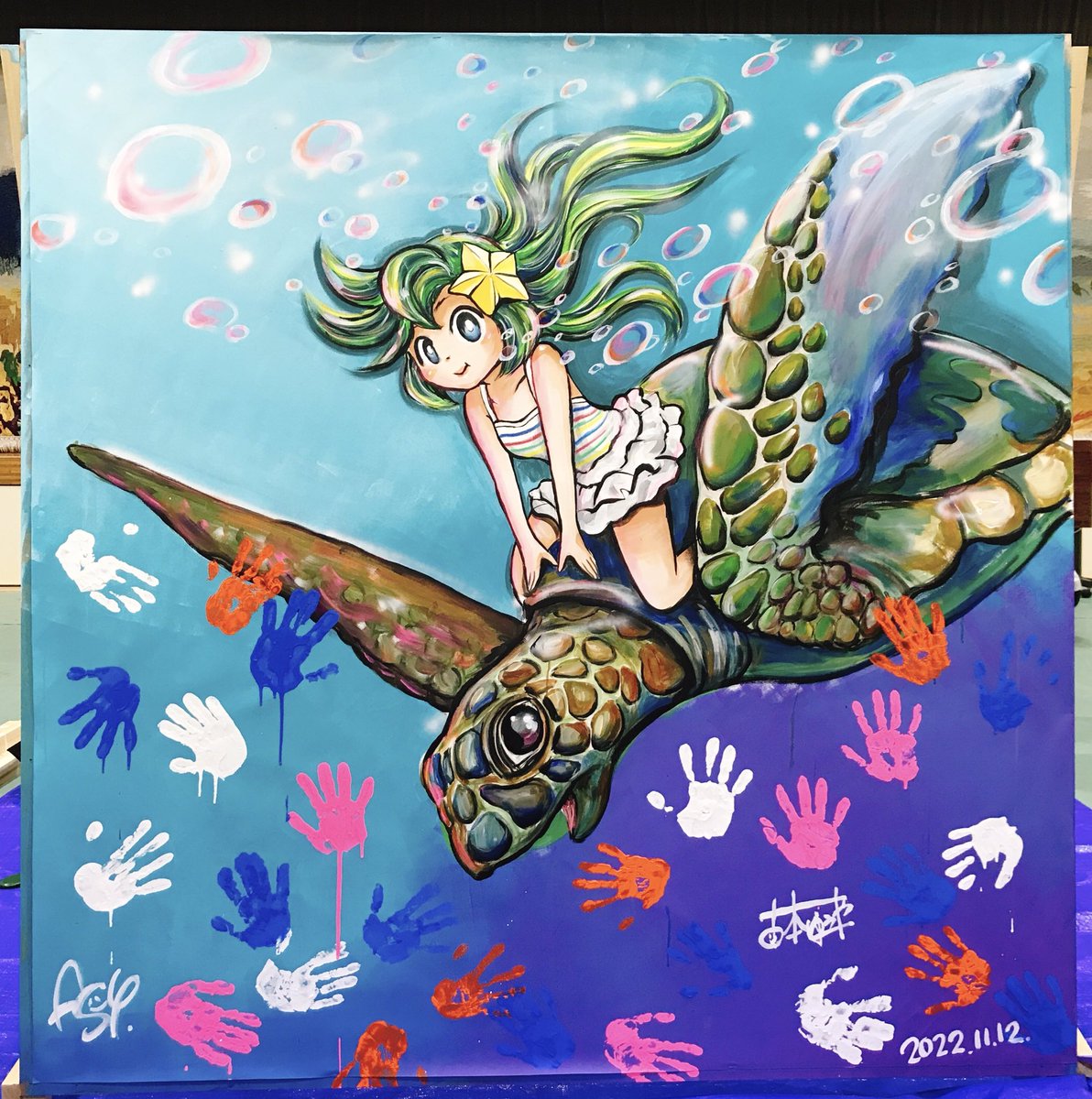 artstudioyuki's tweet photo. 動物画家 兼ライブペインターYUKI、
コロコロコミックにも連載の漫画家古本ゆうや氏による描き下ろしイラストとのコラボライブペイント❣️
古本先生監修の元、私の作風とキャラクターを違和感なく融合させる事ができました‼️ https://t.co/pSeLIyORav