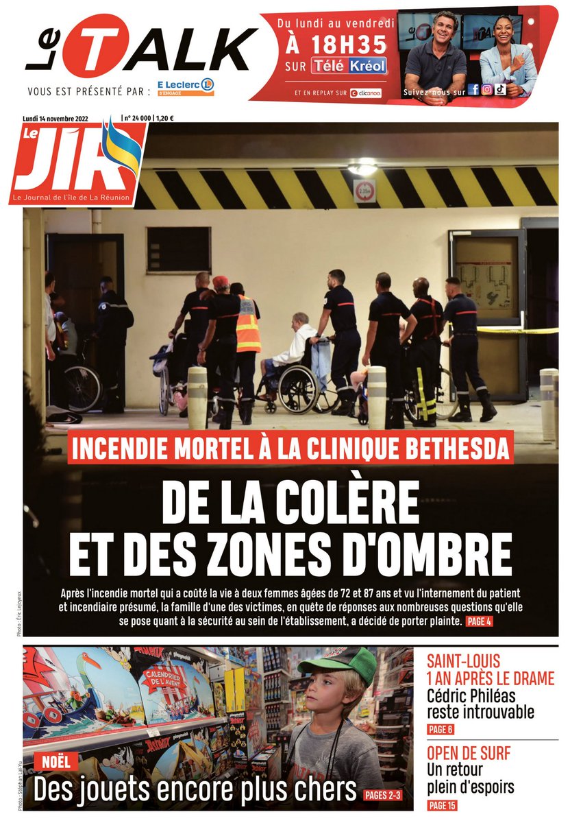 Clicanoore's tweet image. A la une du JIR : l'incendie mortel qui a coûté la vie à deux femmes âgées de 72 et 87 ans. La famille d'une des victimes a décidé de porter plainte.

Un article à retrouver en ligne :
clicanoo.re/abonnements