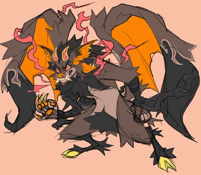 Me first! Mine is named BEEF!She's a fox/goat hybrid that has tails that sit behind her like folded wings. They turn into actual wings with webbing when she's in her raged form.(the first pic is a bit outdated with her hair and horns lol) 
