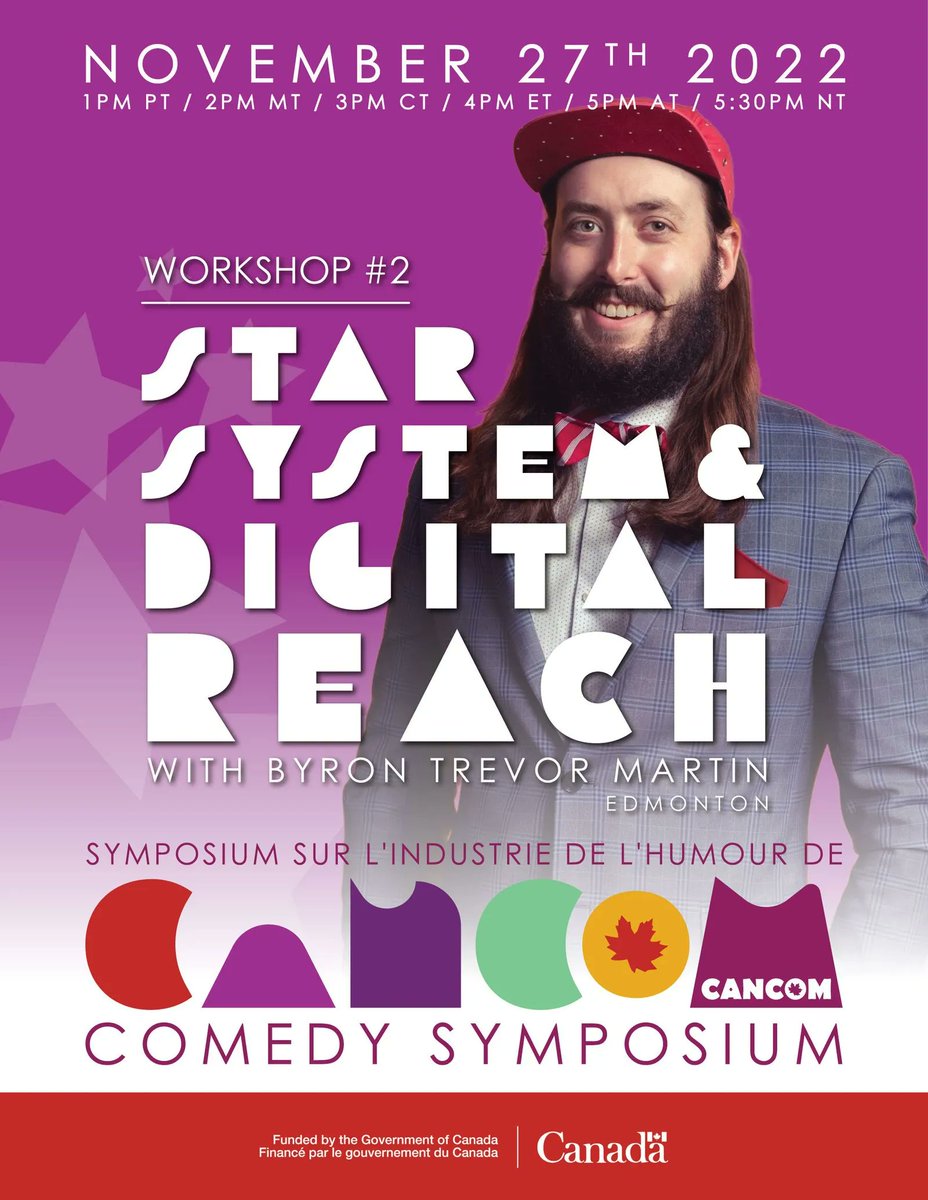 CANCOM_CDN's tweet photo. Two weeks to go!

Join us on Sunday, Nov 27 for the Canadian Comedy Symposium's Workshop #2 - Star System and Digital Reach with Byron Trevor Martin.

https://t.co/w6tzQ2m39b https://t.co/T0rOdmx2KF
