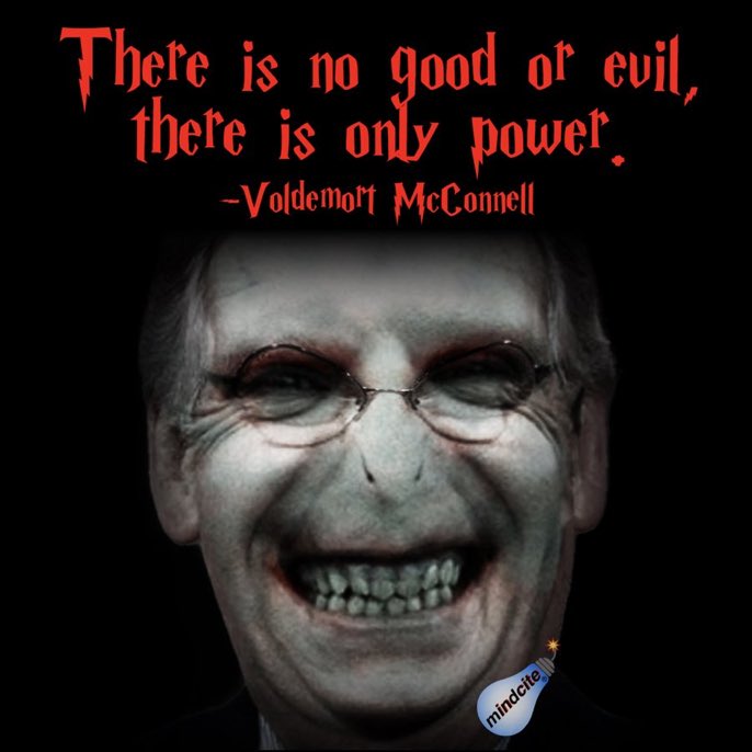 Mindcite_US's tweet photo. For #MinorityMitch Voldemort McConnell, who empowered a presidential monster, murdered the Republican party, and dug the grave for American democracy, every day is Halloween. https://t.co/q64mABYdYQ