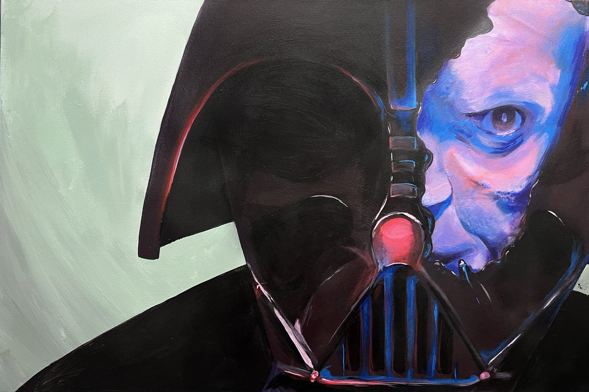 Duckkhardt's tweet photo. Been a hot minute since I painted this big let alone use acrylics as is. 

24x36” acrylics on canvas

#starwars #darthvader #acrylic #acrylicpainting #yeg https://t.co/AZNXlzMJz7