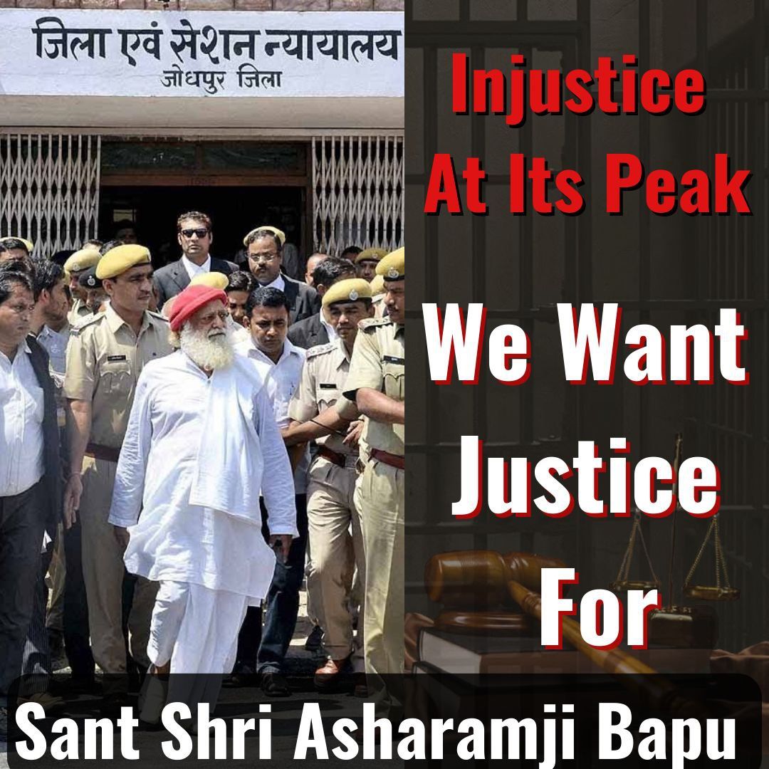 AshramRaipur's tweet photo. It's Right, In Asaram Bapu Case , all evidences, all rules of judiciary system are in favor of Bapuji and even after that not a single day of relief given to Bapuji in this 10 Years Of INJUSTICE . 
Justice For Bapuji is the demand of everyone.  
#अब_तो_रिहा_करो https://t.co/h00tycNAIK