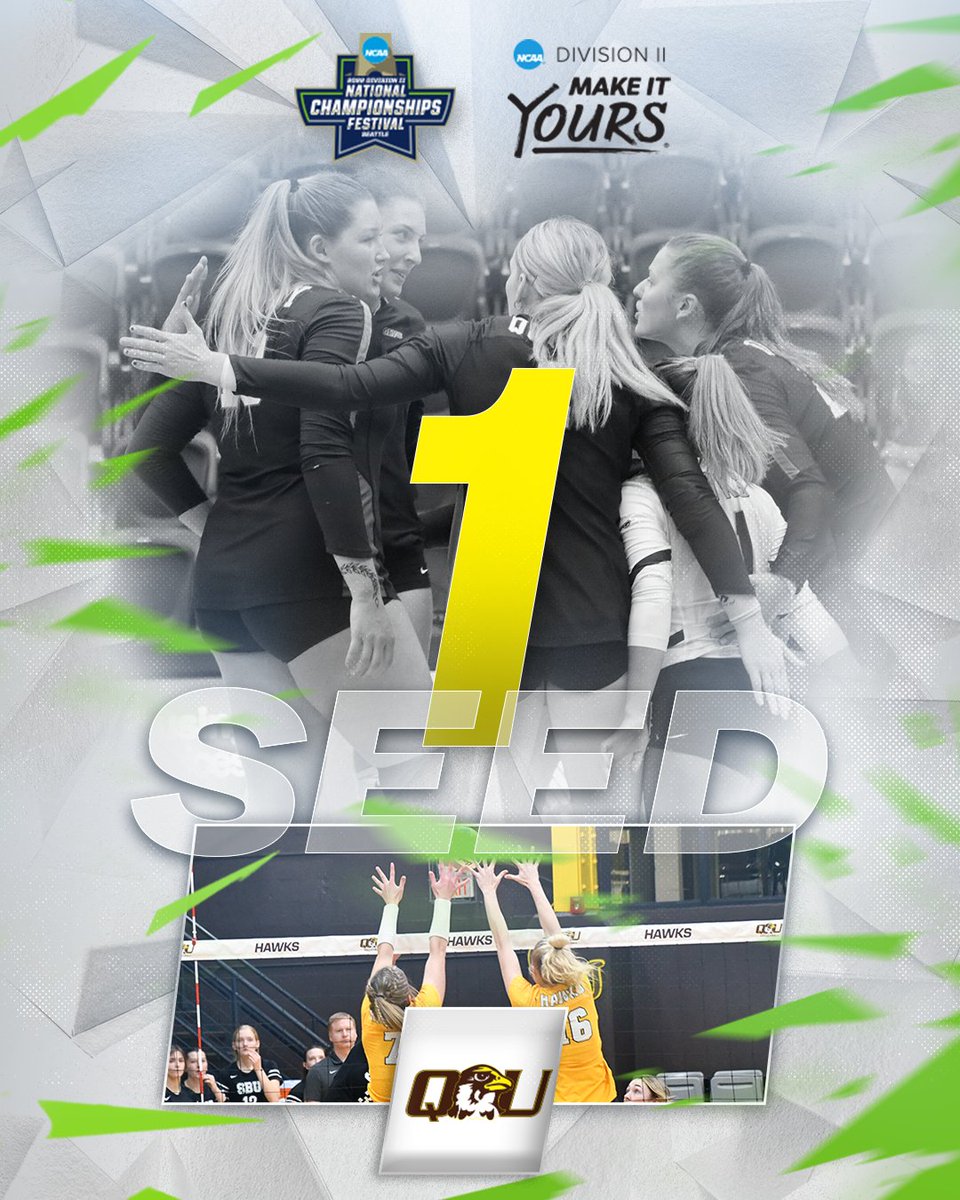 NCAADII's tweet image. Representing the Midwest Region as the No. 1 seed, @QUHawksWVB!

#D2VB | #MakeItYours