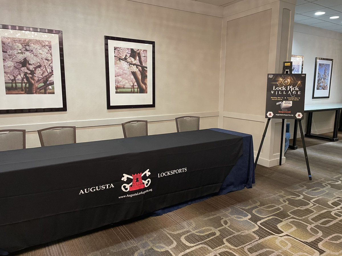 PickAugusta's tweet image. Running a lockpick village in DC for the #sans pen test hackathon. Can’t wait to teach how we do this in the capital!