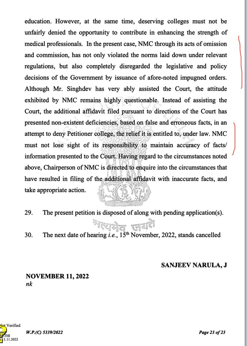 docraviw's tweet photo. High Court Questions Functioning of NMC
In a remarkable judgment,Delhi HC has made very scathing remarks on functioning of NMC. Such opaque &amp; arbitrary functioning of NMC leads to suspicions of corruption and is playing havoc with careers of lakhs of young aspiring medicos. https://t.co/xtaujgcOpE