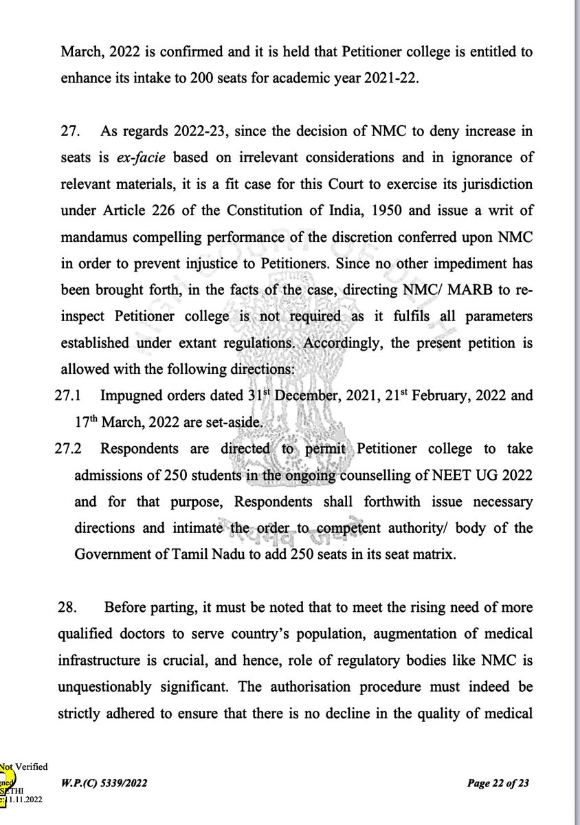 docraviw's tweet photo. High Court Questions Functioning of NMC
In a remarkable judgment,Delhi HC has made very scathing remarks on functioning of NMC. Such opaque &amp; arbitrary functioning of NMC leads to suspicions of corruption and is playing havoc with careers of lakhs of young aspiring medicos. https://t.co/xtaujgcOpE