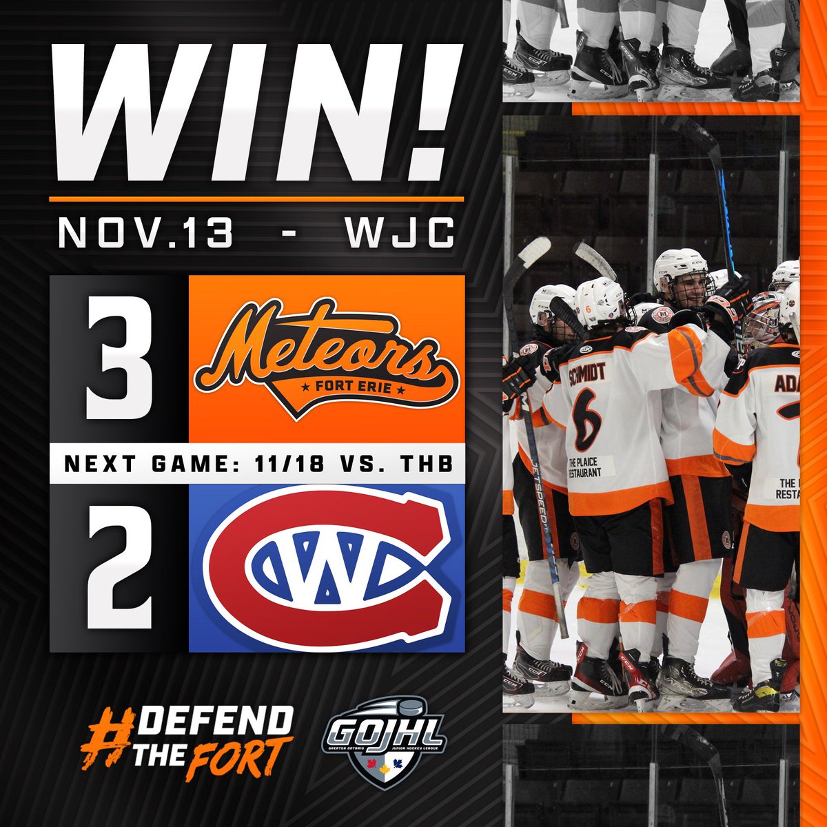 FEMeteors's tweet photo. Two points to finish the weekend! Onto Thorold.
#FEMvsWJC | #DefendTheFort🏰 | @GOJHL https://t.co/BN4AVsQwob