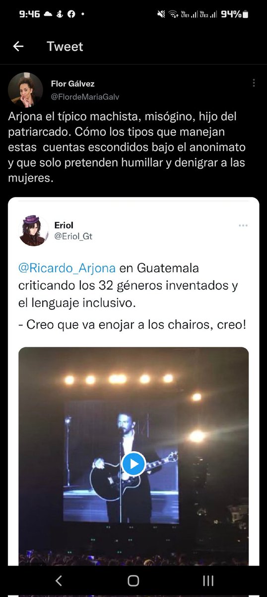 elpeladogt's tweet photo. @FlordeMariaGalv otra feminazi! Sin argumentos... Ridi que hasta bloquea los comentarios para no recibir su respectivo #Hate #Arjona #Guatemala #feminazis #femiburras #guate #ridiculous https://t.co/XU4uILJpNk