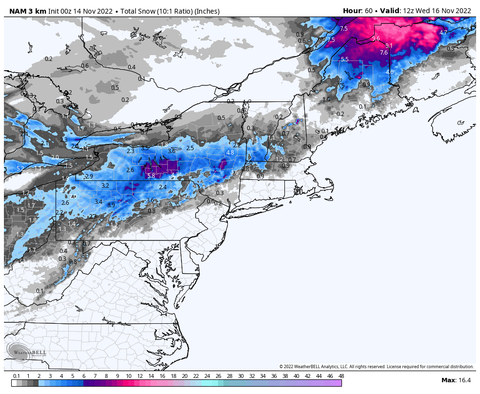 Joe Bastardi on Twitter "3KM AND 12KM NAMS WEIGHING in on snow for