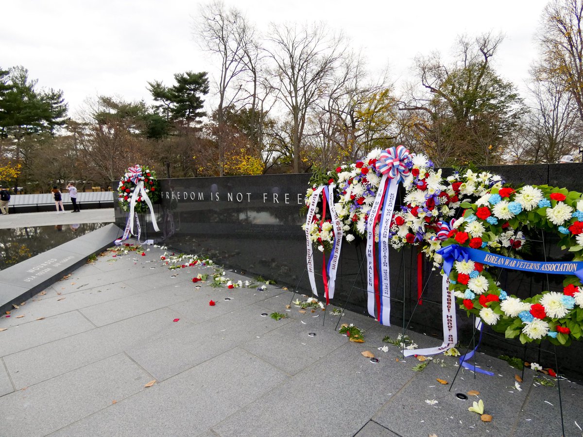 watsup_c's tweet photo. Ft Gibson National Cemetery was too far to visit, so i went to the Vietnam Veterans Memorial and the Korean War Memorial. There were many Vietnam Vets looking for names of fallen comrades. #freedomisnotfree #VeteransDay https://t.co/eG55Vu4acF