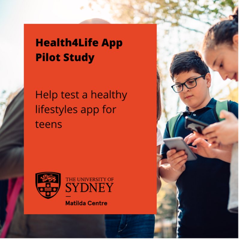 📢Matilda Centre researchers are looking for young people aged 13-17 to take part in a new research project. 

It will involve using an evidence-based healthy lifestyles app📱for a month and giving us feedback on what you think about it! Find out more at bit.ly/Health4LifeApp