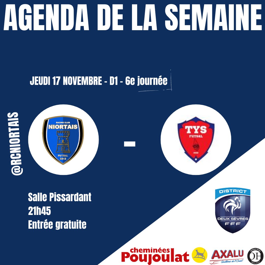 RCNiortais's tweet photo. Au programme pour la #TeamRCN. L’équipe D2 est au repos. https://t.co/JfCKkcz4zv