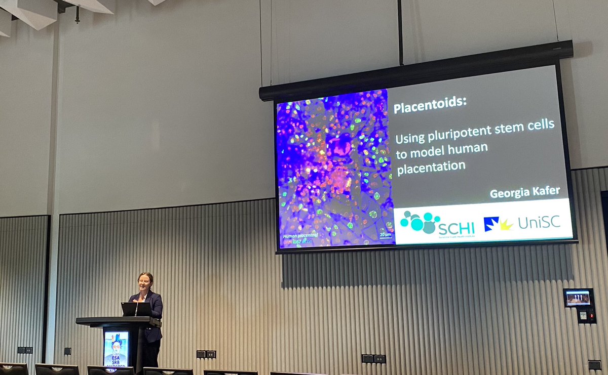 DrNatHannan's tweet image. Amazing presentation by @GeorgiaKafer on the development of placentoids! With syncytiotrophoblast on the outside 👏🏼👏🏼 Wow, so much potential questions to answer with this brilliant placental model. @ANZPRA1 @ReproductionSRB #SRB2022
