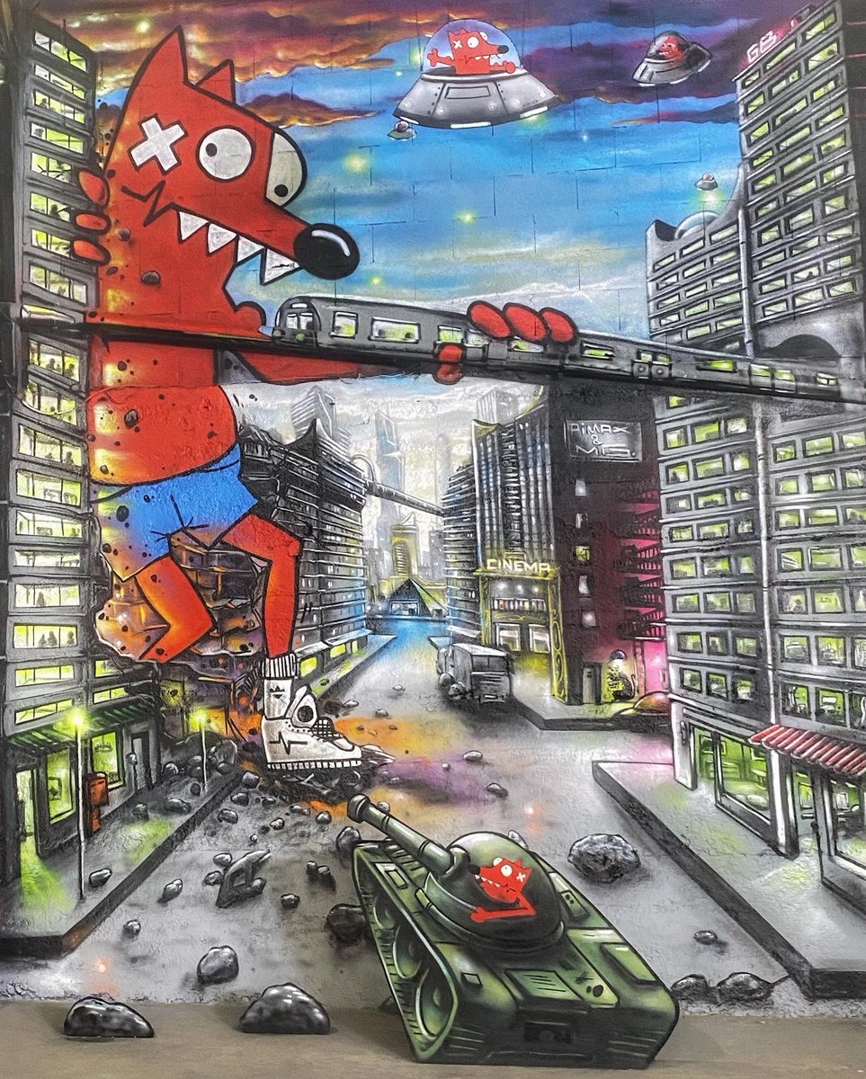 HunterStreetart's tweet photo. [#streetartlyon / 📸 OCTOBRE 2022] Artwork by Pimax &amp; Mg La Bomba, découvert à la Halle Debourg, dans le 7eme à #lyon, dans le cadre du Peinture Fraîche Festival 2022 !!
#pimaxart #pimax #MGLaBomba #peinturefraichefestival #graffiti #streetart #urbanart https://t.co/8wyBu2JBMn