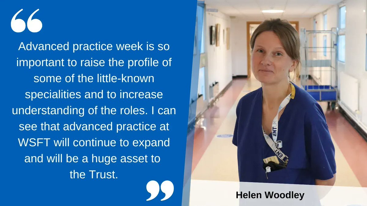 WestSuffolkNHS's tweet image. It’s #AdvancedPracticeWeek!

This week, meet some of our advanced practitioners to find out more about them and what they do 👋 

First up, meet Helen! Find out what her vision is for the future of advanced practice below 👇