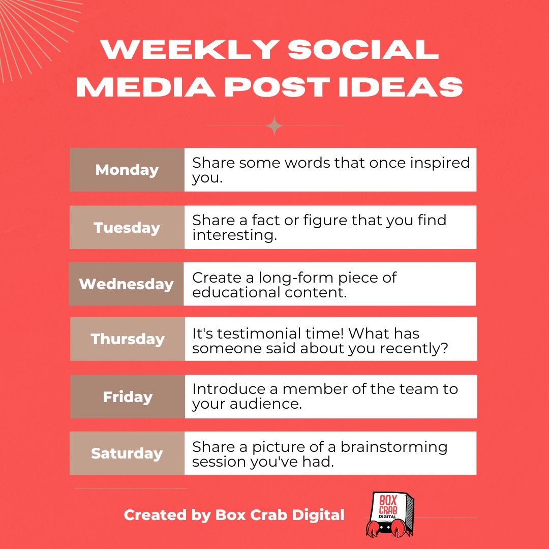Here's your weeks social media post ideas!